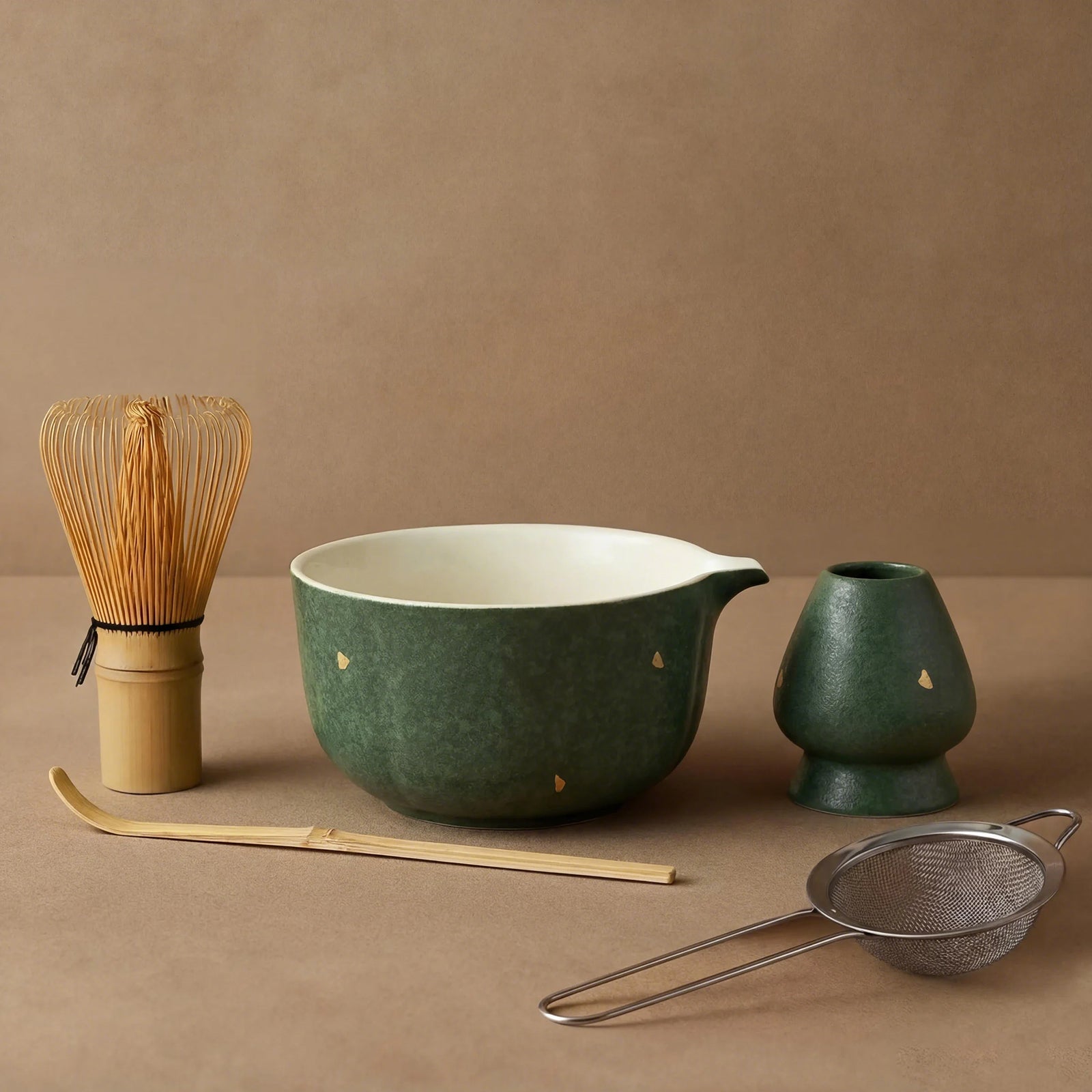 Matcha Tea Set with Pumpkin Design