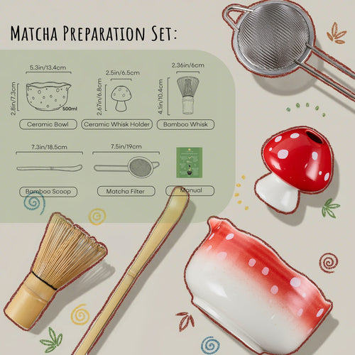 KOIMYSA Cute Matcha Set With Mushroom Design