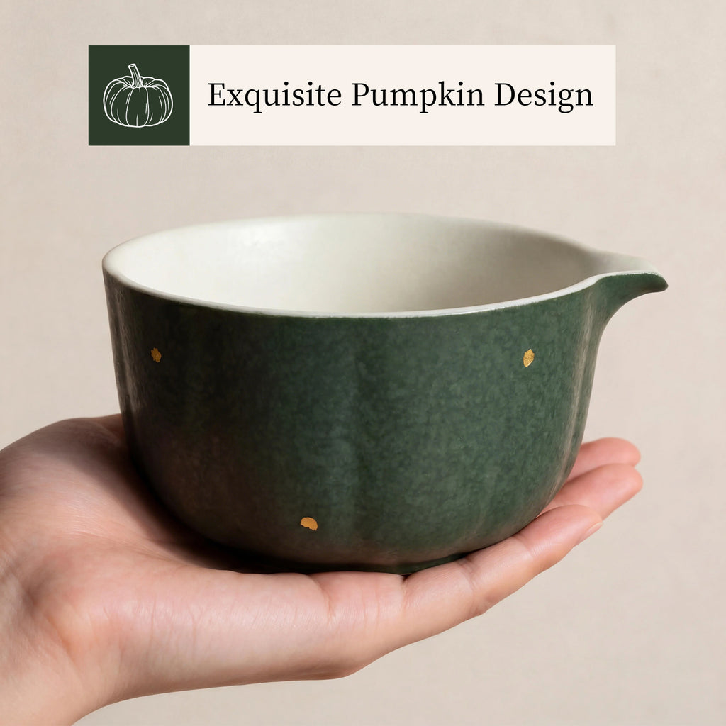Matcha Tea Set with Pumpkin Design