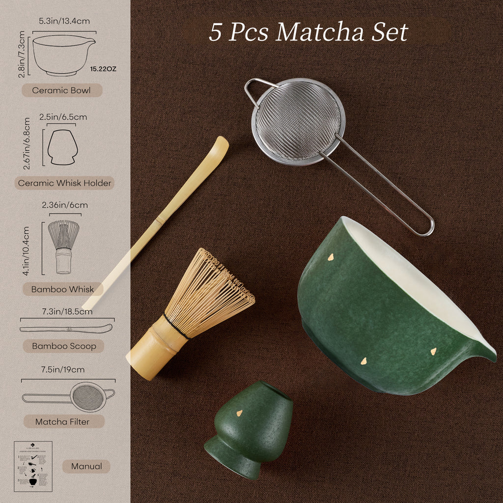 Matcha Tea Set with Pumpkin Design