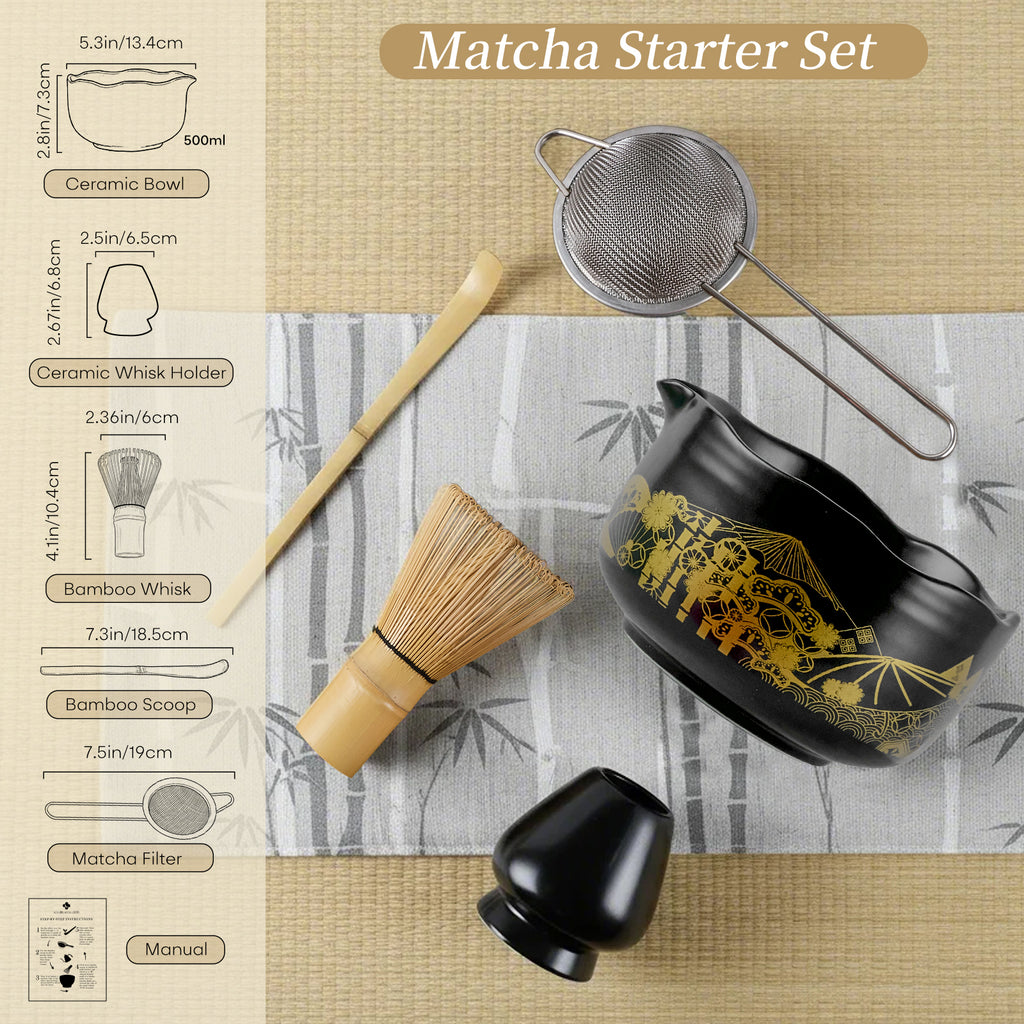 Matcha Whisk and Bowl Set With Japanese Culture Design