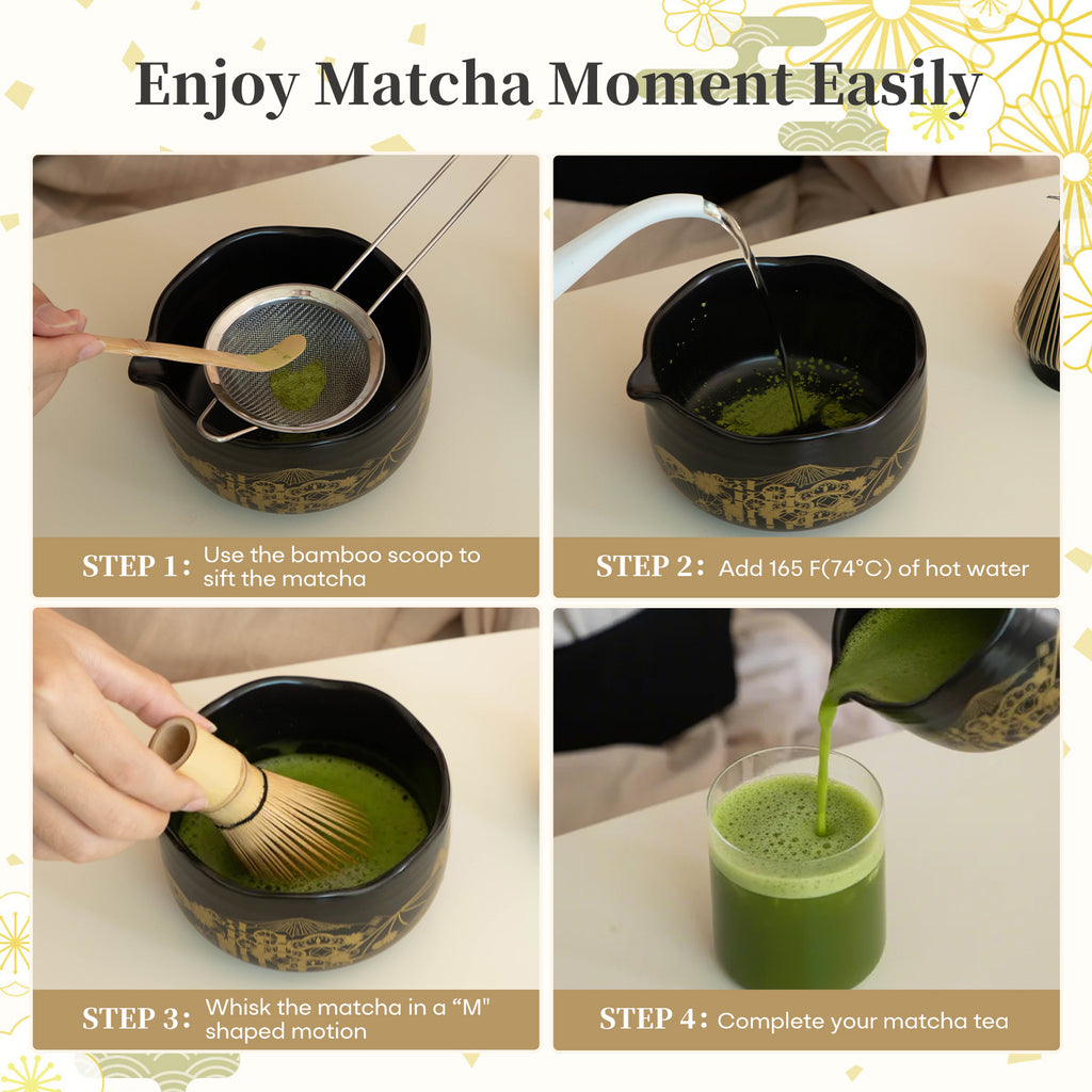 Matcha Whisk and Bowl Set With Japanese Culture Design